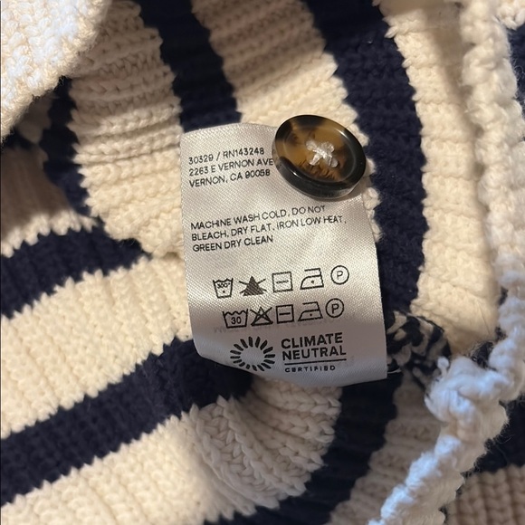 Reformation Navy and Cream Striped Cardigan Sweater - Picture 5 of 6